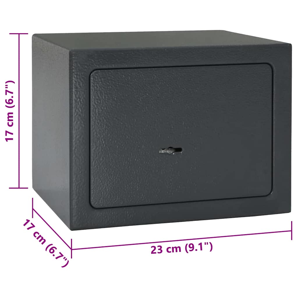 vidaXL Safe Box with Lock Dark grey 23 x 17 x 17 cm Steel