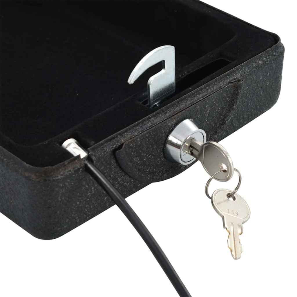 vidaXL Car Safe with Lock Black 22 x 16 x 7 cm Steel