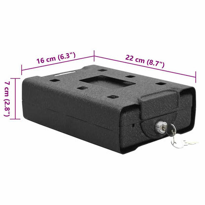 vidaXL Car Safe with Lock Black 22 x 16 x 7 cm Steel