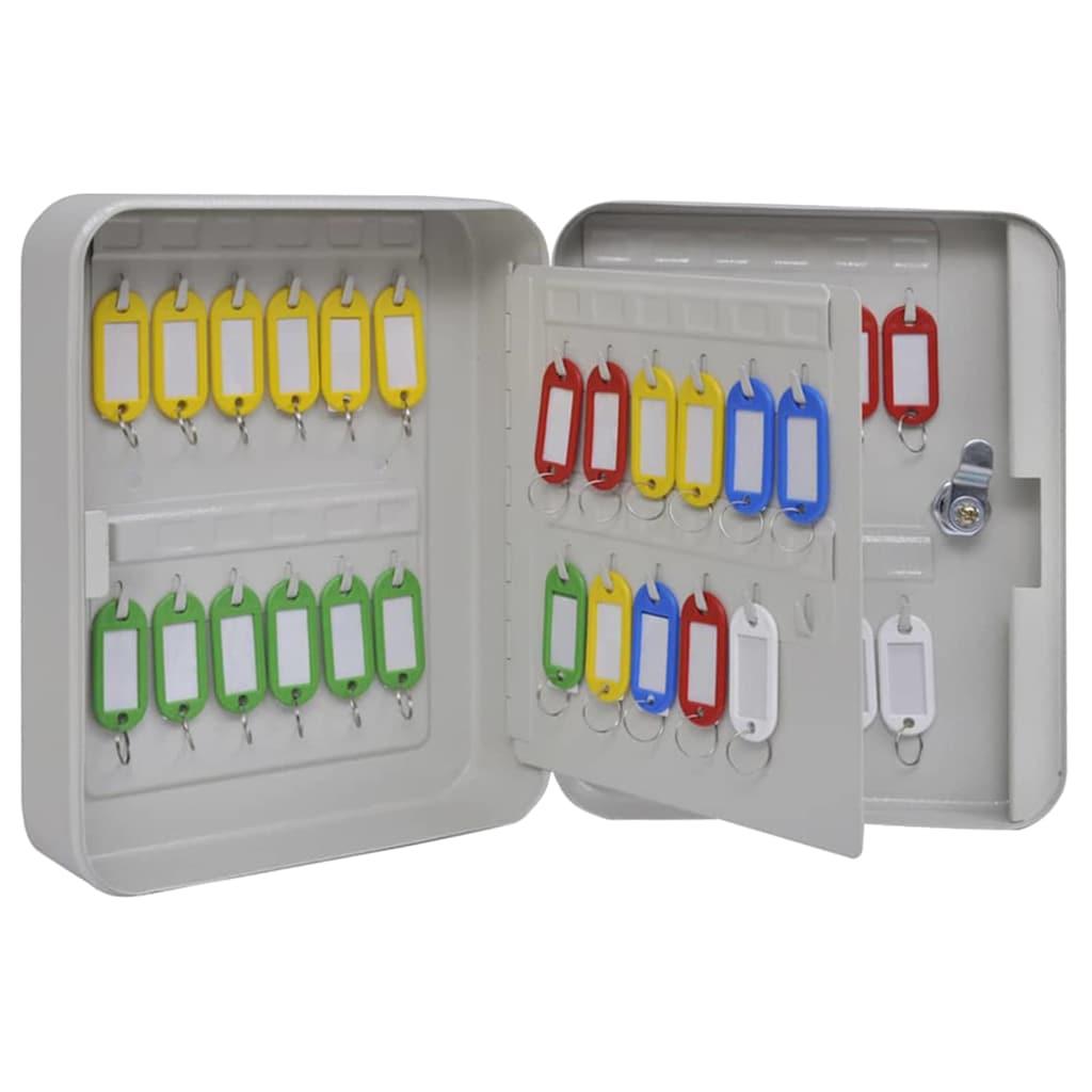 vidaXL Key Box with Lock Ivory 20 x 7.5 x 25 cm Steel