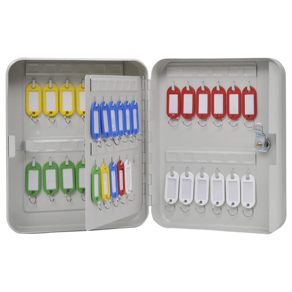vidaXL Key Box with Lock Ivory 20 x 7.5 x 25 cm Steel
