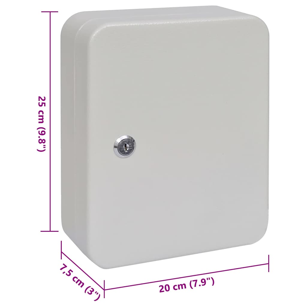 vidaXL Key Box with Lock Ivory 20 x 7.5 x 25 cm Steel