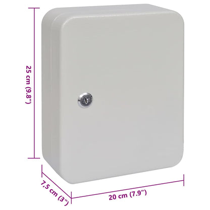 vidaXL Key Box with Lock Ivory 20 x 7.5 x 25 cm Steel