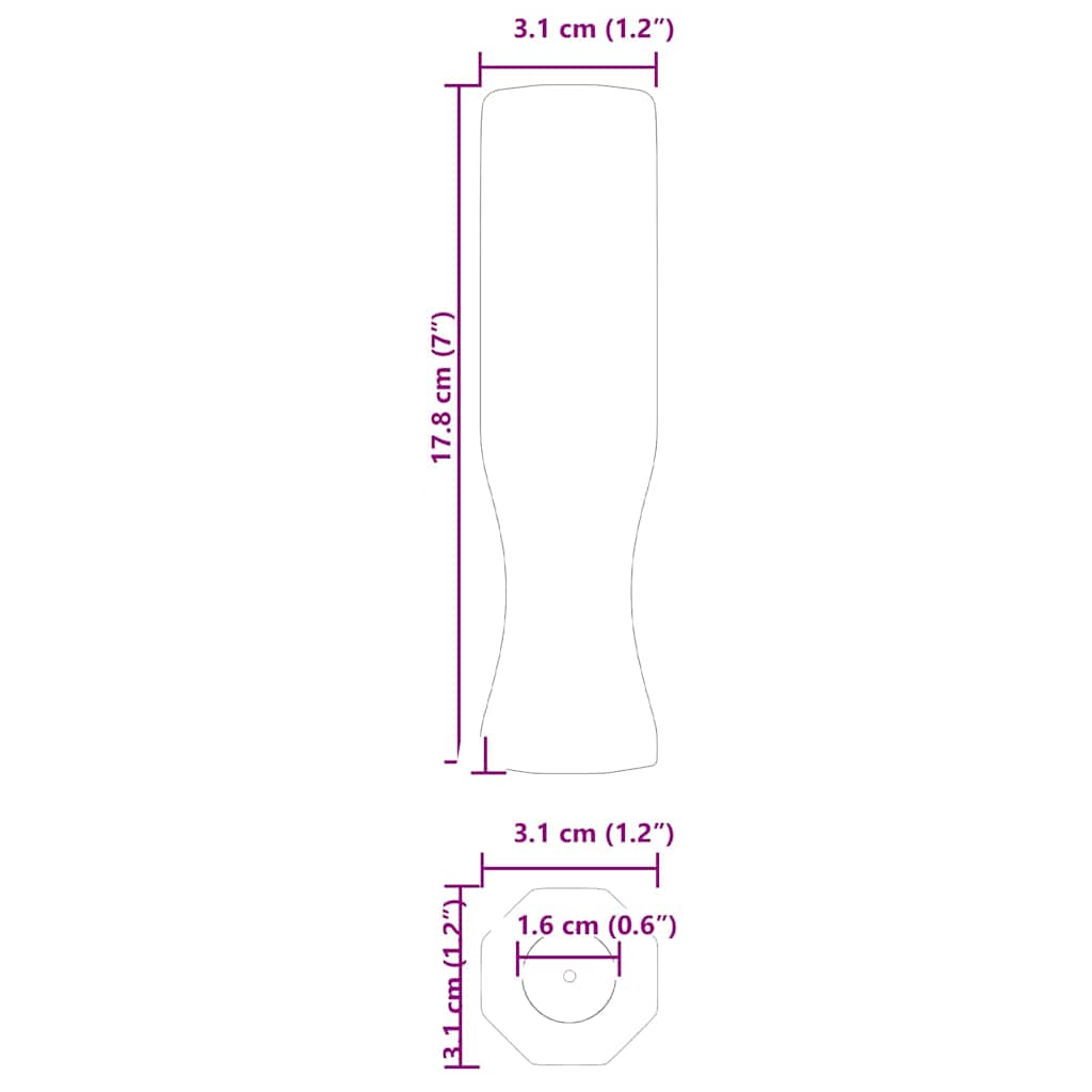 vidaXL Foosball Table Handles 10 pcs Black 3.1 x 3.1 x 17.8 cm PP