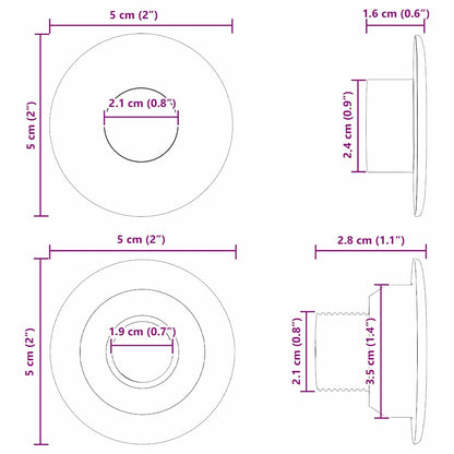 vidaXL Foosball Table Bearings 10 pcs Black 5 x 5 x 2.8 cm PP