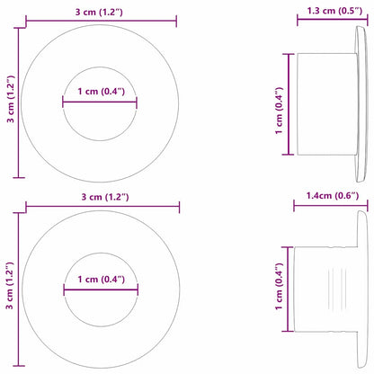 vidaXL Foosball Table Stoppers 10 pcs Black 3 x 3 x 1.4 cm HIPS