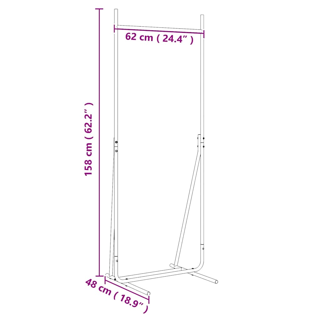 vidaXL Clothes Rack Black 62 x 48 x 158 cm Steel