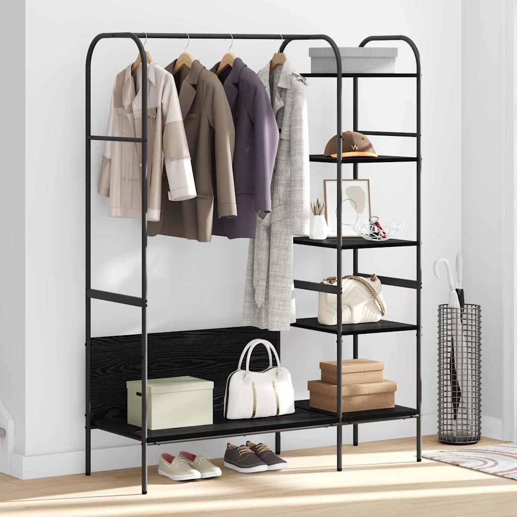 vidaXL Clothes Rack with Shelf Black 120 x 44 x 160 cm Engineered Wood