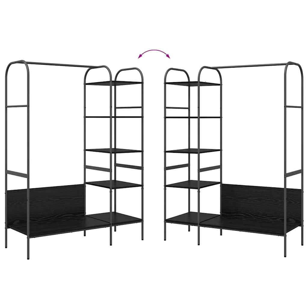 vidaXL Clothes Rack with Shelf Black 120 x 44 x 160 cm Engineered Wood