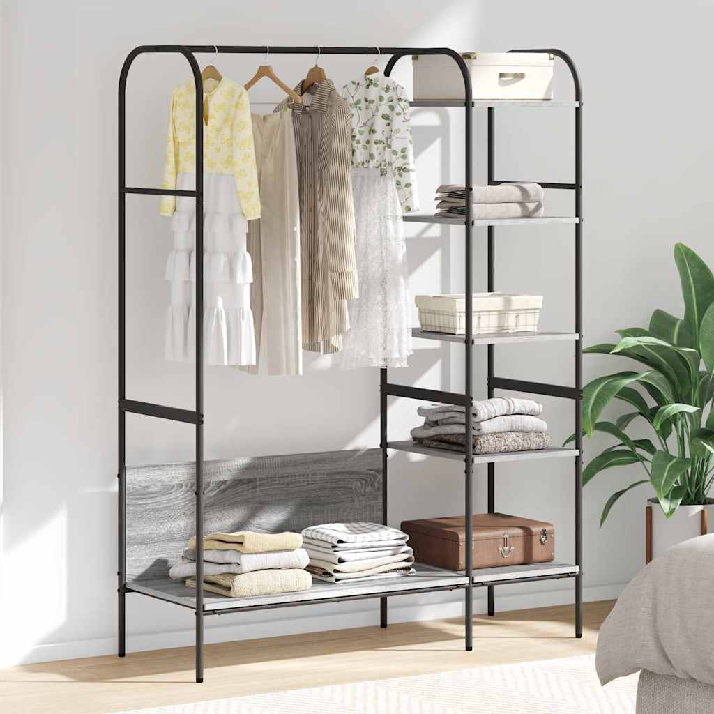 vidaXL Clothes Rack with Shelf Grey 120 x 44 x 160 cm Engineered Wood
