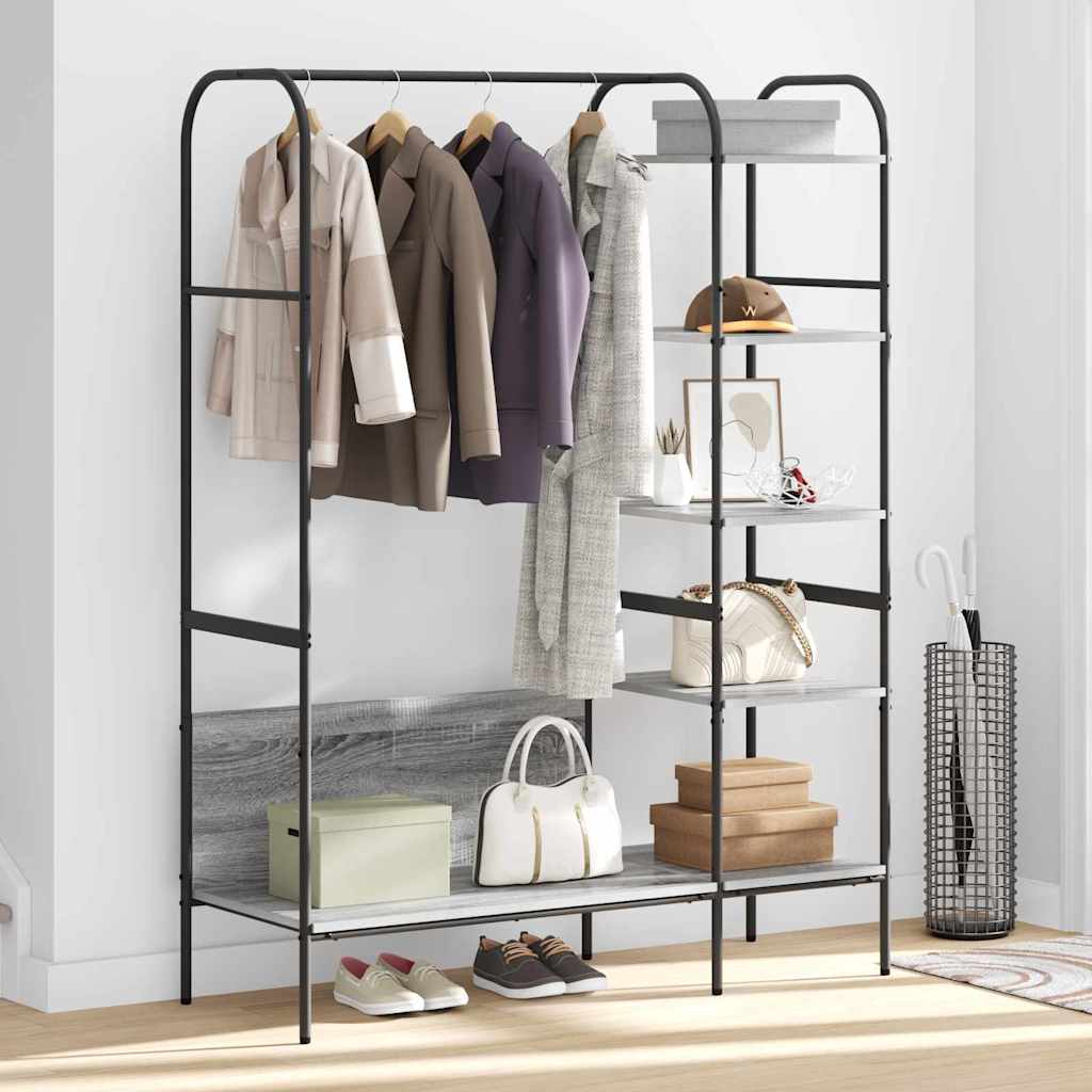 vidaXL Clothes Rack with Shelf Grey 120 x 44 x 160 cm Engineered Wood