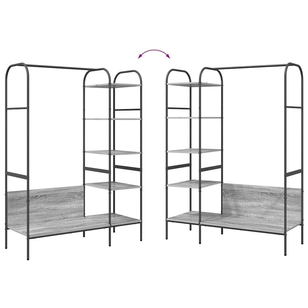 vidaXL Clothes Rack with Shelf Grey 120 x 44 x 160 cm Engineered Wood
