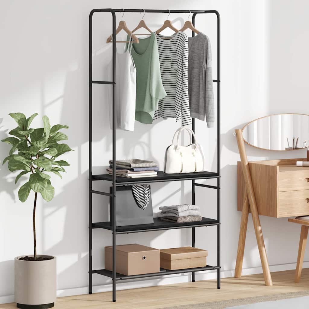 vidaXL Clothes Rack Black Oak 77 x 30 x 171 cm Engineered Wood