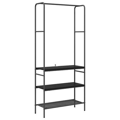 vidaXL Clothes Rack Black Oak 77 x 30 x 171 cm Engineered Wood