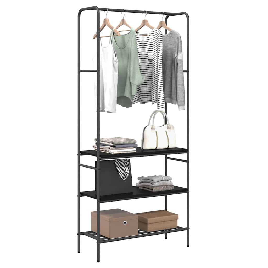vidaXL Clothes Rack Black Oak 77 x 30 x 171 cm Engineered Wood