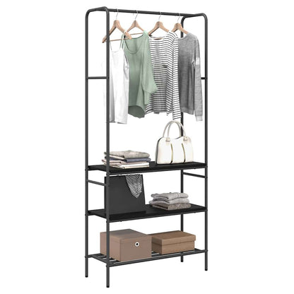 vidaXL Clothes Rack Black Oak 77 x 30 x 171 cm Engineered Wood