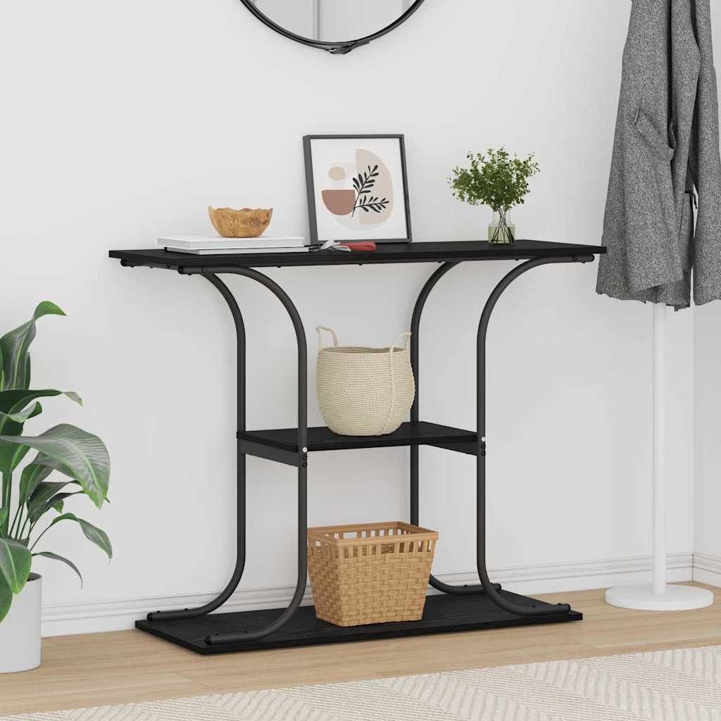vidaXL Console Table Black Oak 101 x 35 x 80.5 cm Engineered Wood