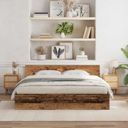 vidaXL Bed Frame Old Wood 203 x 185 x 70 cm Engineered Wood