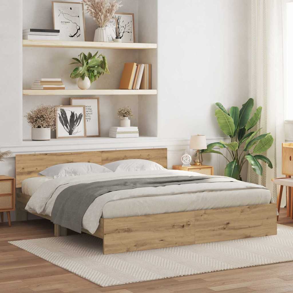 vidaXL Bed Frame Artisan Oak 203 x 185 x 70 cm Engineered Wood