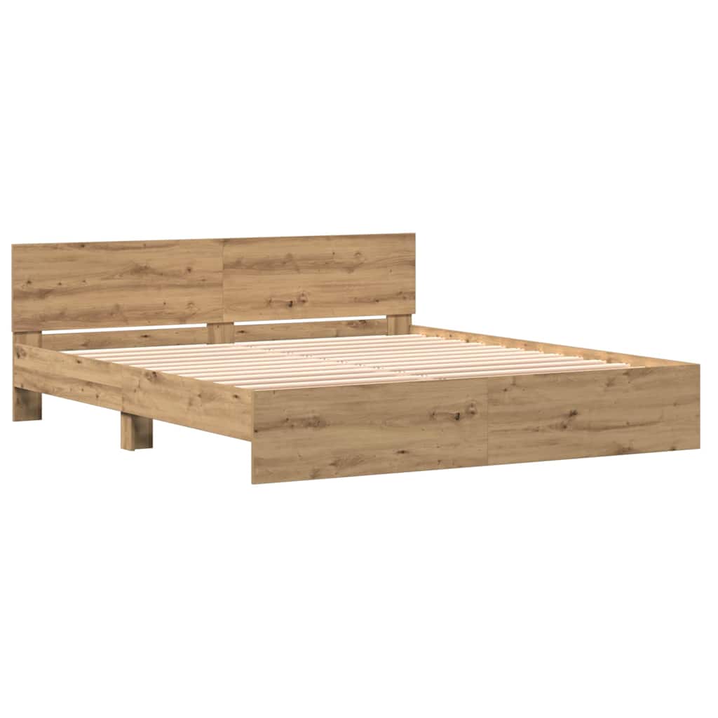 vidaXL Bed Frame Artisan Oak 203 x 185 x 70 cm Engineered Wood