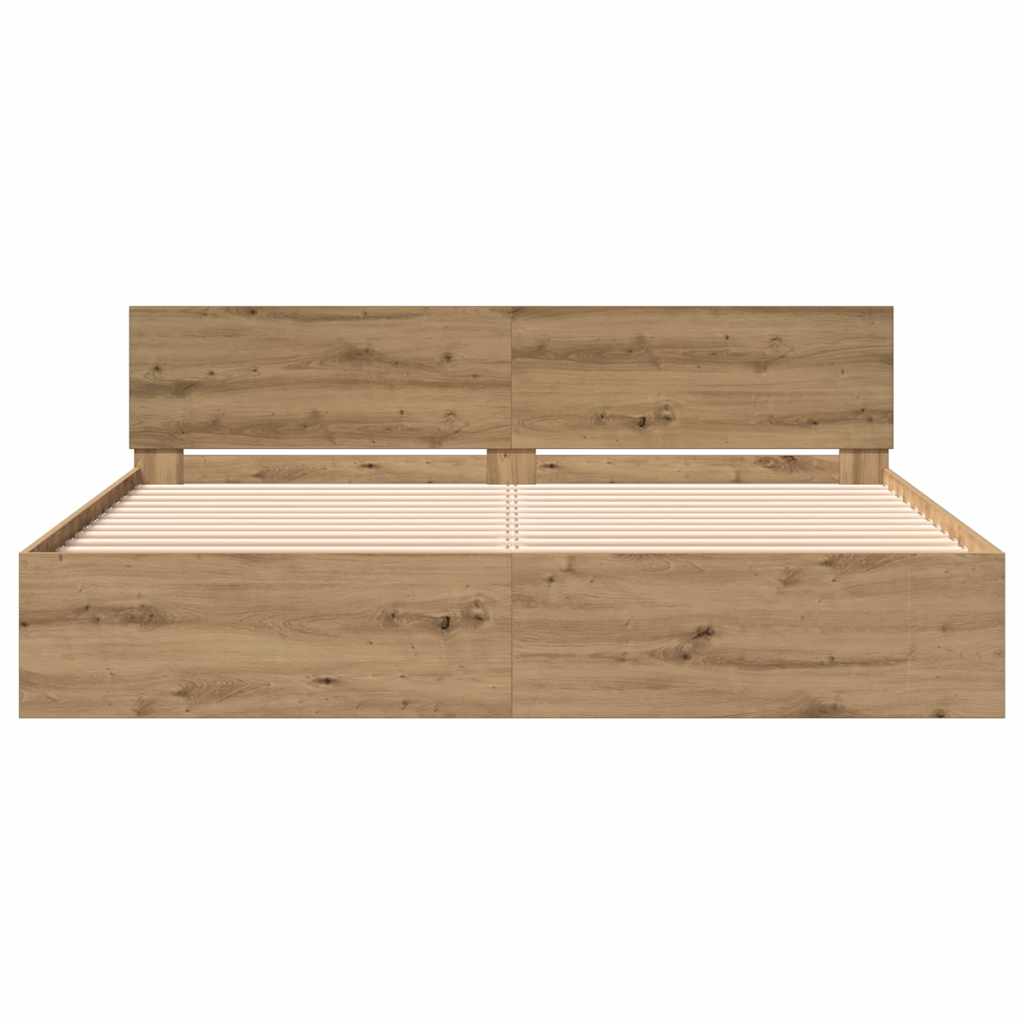 vidaXL Bed Frame Artisan Oak 203 x 185 x 70 cm Engineered Wood