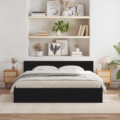 vidaXL Bed Frame Black Oak 203 x 185 x 70 cm Engineered Wood