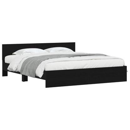 vidaXL Bed Frame Black Oak 203 x 185 x 70 cm Engineered Wood