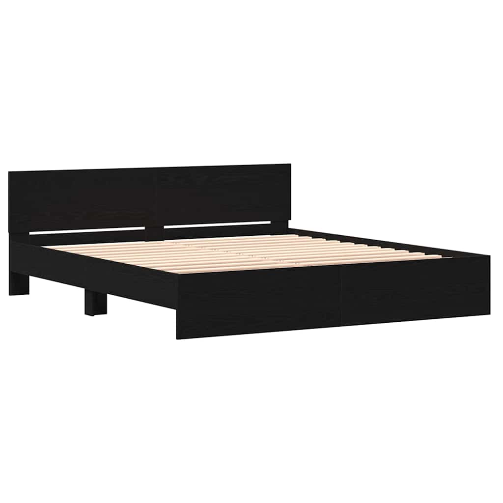 vidaXL Bed Frame Black Oak 203 x 185 x 70 cm Engineered Wood