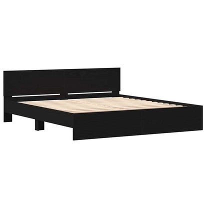 vidaXL Bed Frame Black Oak 203 x 185 x 70 cm Engineered Wood