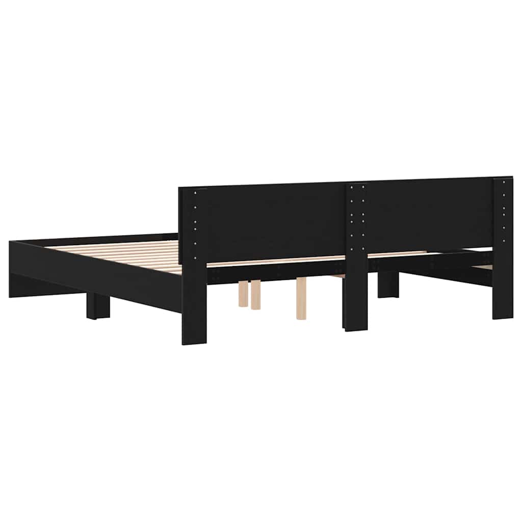 vidaXL Bed Frame Black Oak 203 x 185 x 70 cm Engineered Wood