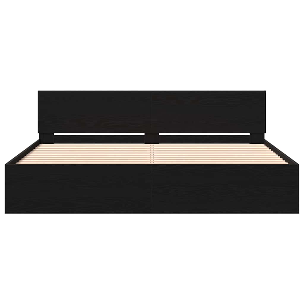 vidaXL Bed Frame Black Oak 203 x 185 x 70 cm Engineered Wood