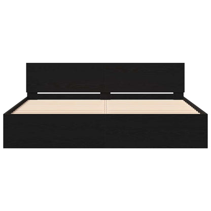 vidaXL Bed Frame Black Oak 203 x 185 x 70 cm Engineered Wood