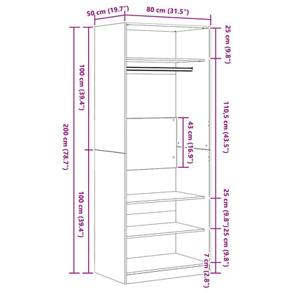 vidaXL Wardrobe Artisan Oak 80 x 50 x 200 cm Engineered Wood