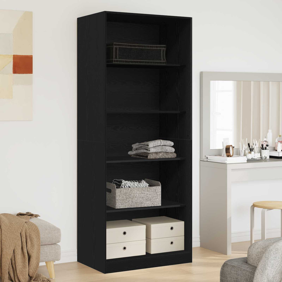 vidaXL Wardrobe Black Oak 80 x 50 x 200 cm Engineered Wood