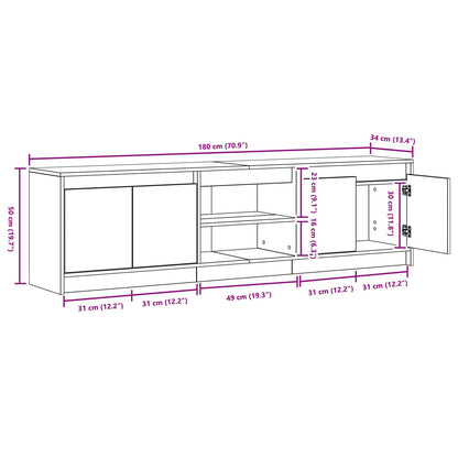 vidaXL TV Units 2 pcs Black 180 x 34 x 50 cm Engineered wood
