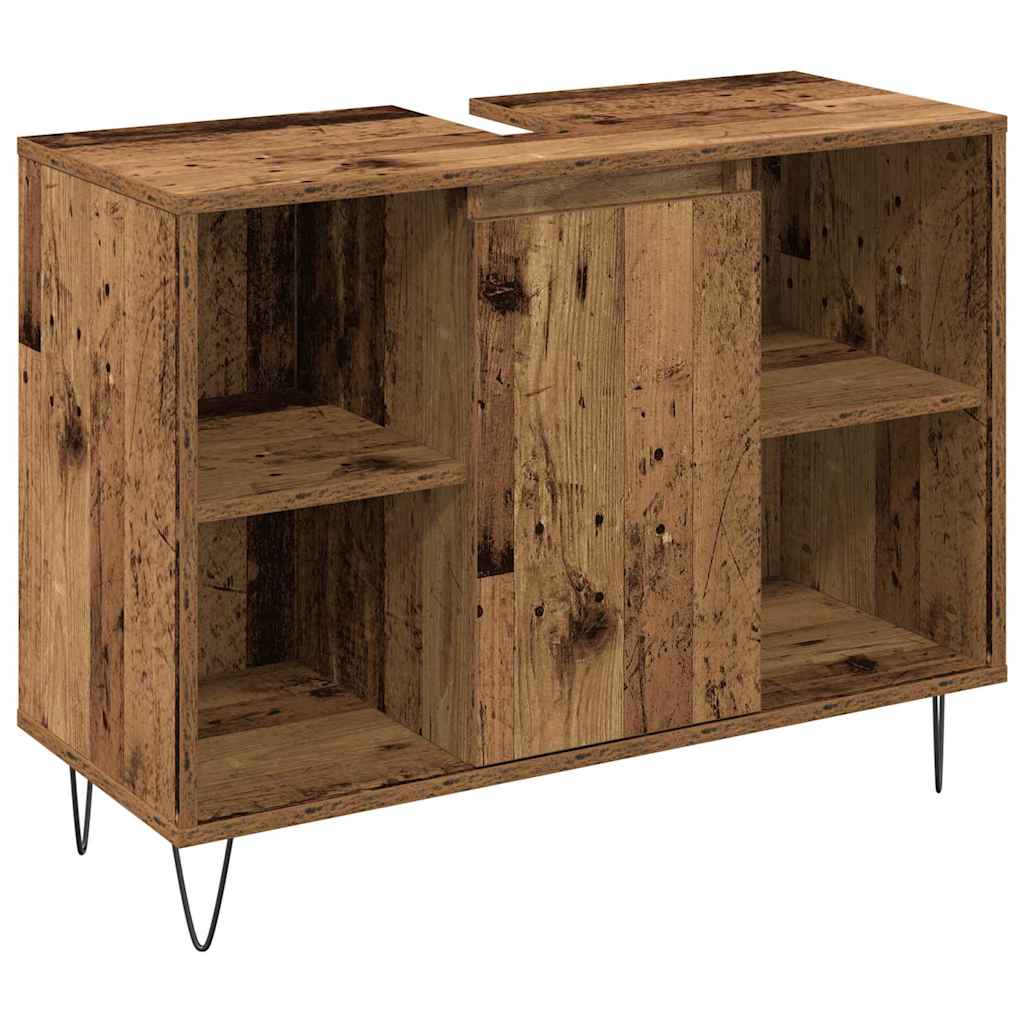 vidaXL Bathroom Furniture Set with Door 3 pcs Old Wood Engineered Wood