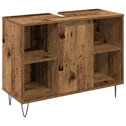 vidaXL Bathroom Furniture Set with Door 3 pcs Old Wood Engineered Wood