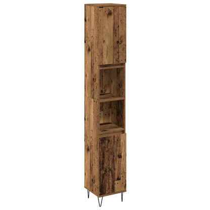 vidaXL Bathroom Furniture Set with Door 3 pcs Old Wood Engineered Wood