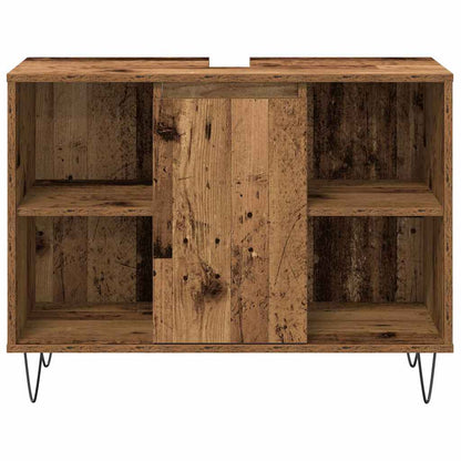 vidaXL Bathroom Furniture Set with Door 3 pcs Old Wood Engineered Wood