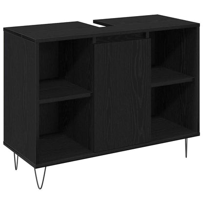 vidaXL Bathroom Furniture Set 3 pcs Black Oak Engineered Wood