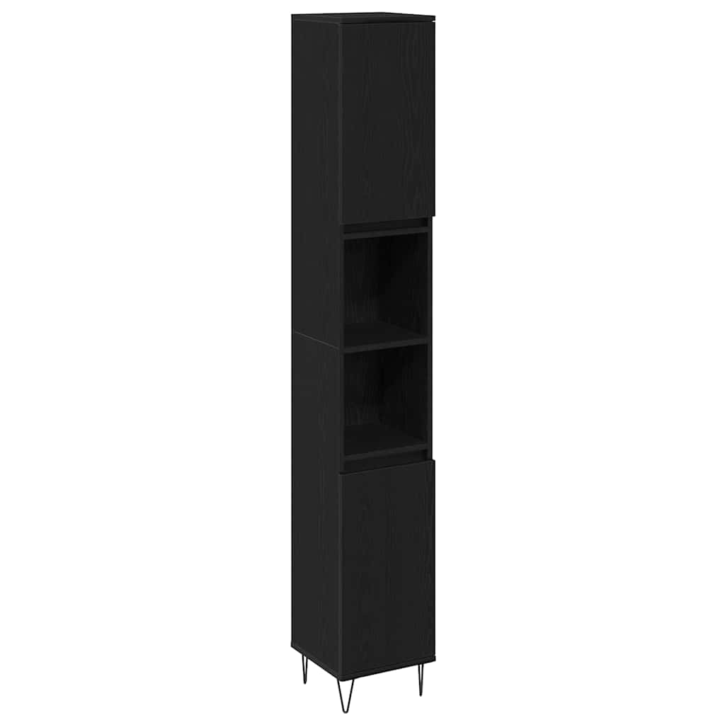vidaXL Bathroom Furniture Set 3 pcs Black Oak Engineered Wood