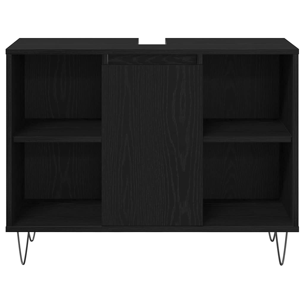 vidaXL Bathroom Furniture Set 3 pcs Black Oak Engineered Wood