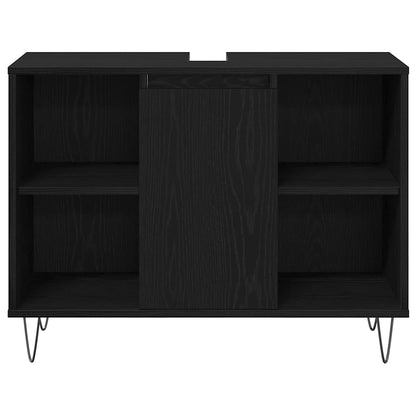 vidaXL Bathroom Furniture Set 3 pcs Black Oak Engineered Wood