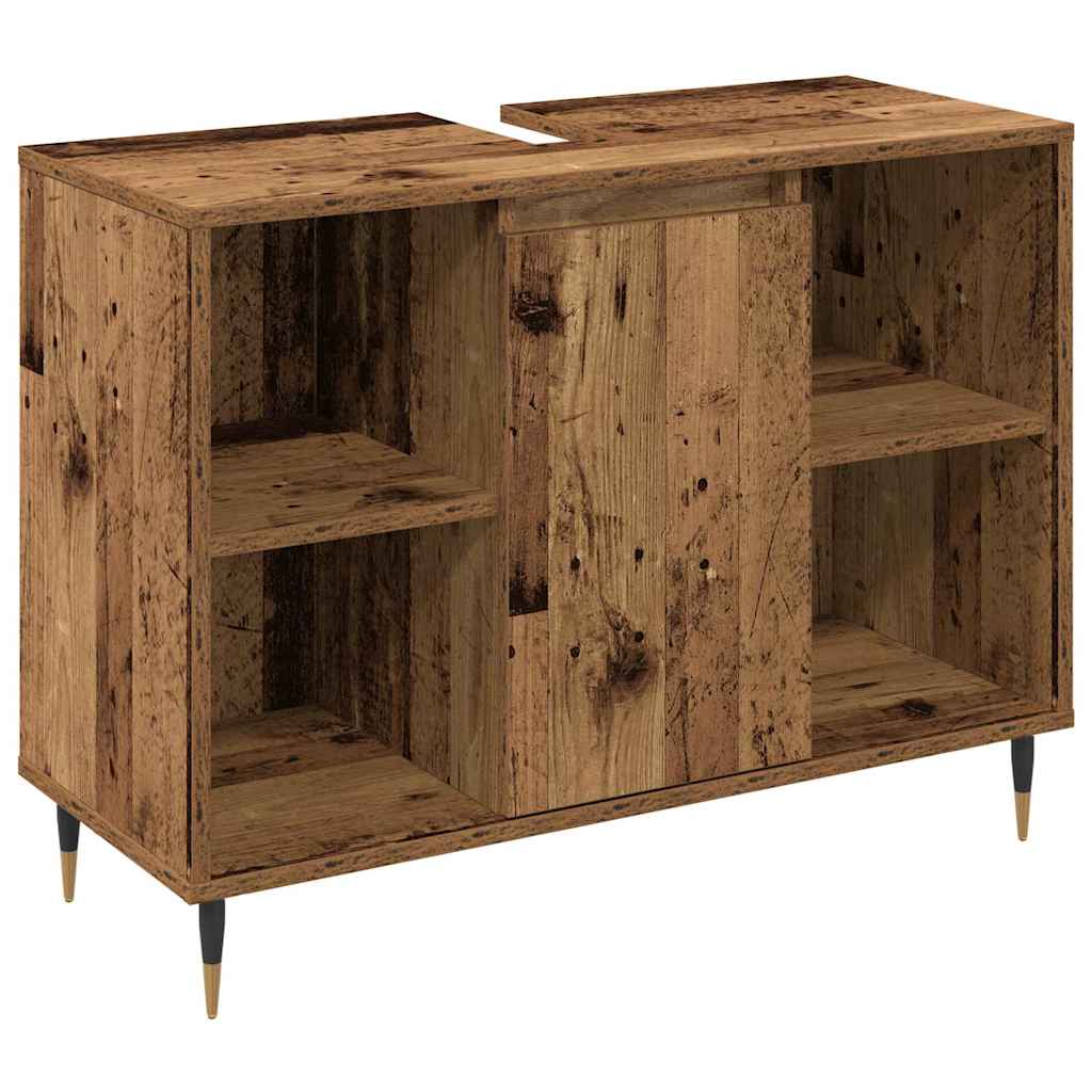 vidaXL Bathroom Furniture Set with Door 3 pcs Old Wood Engineered Wood