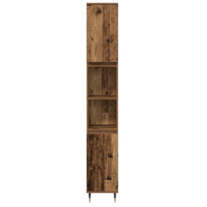 vidaXL Bathroom Furniture Set with Door 3 pcs Old Wood Engineered Wood