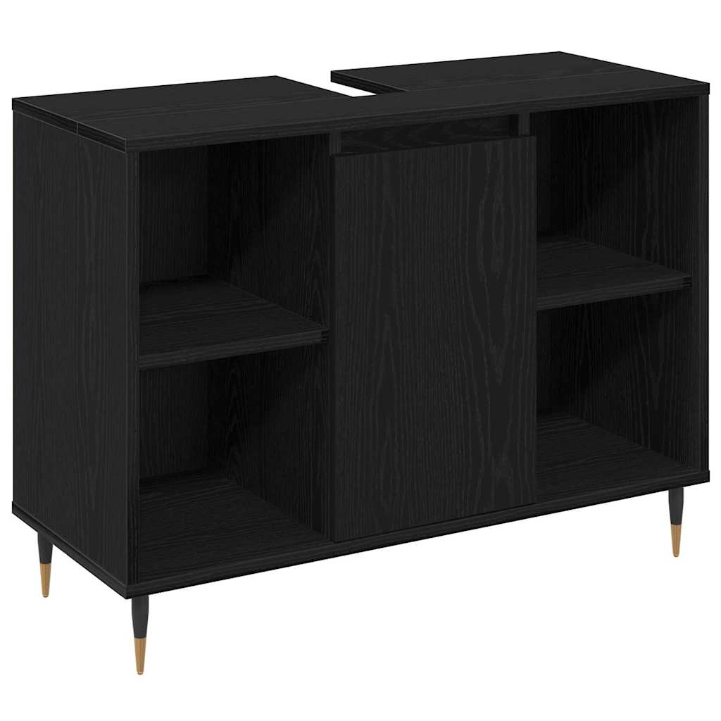 vidaXL Bathroom Furniture Set 3 pcs Black Oak Engineered Wood