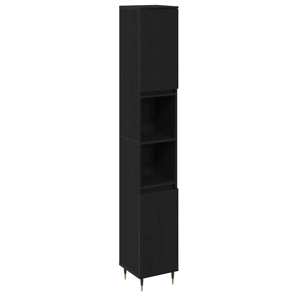 vidaXL Bathroom Furniture Set 3 pcs Black Oak Engineered Wood