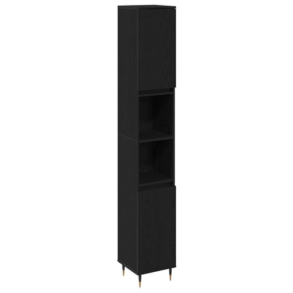 vidaXL Bathroom Furniture Set 3 pcs Black Oak Engineered Wood