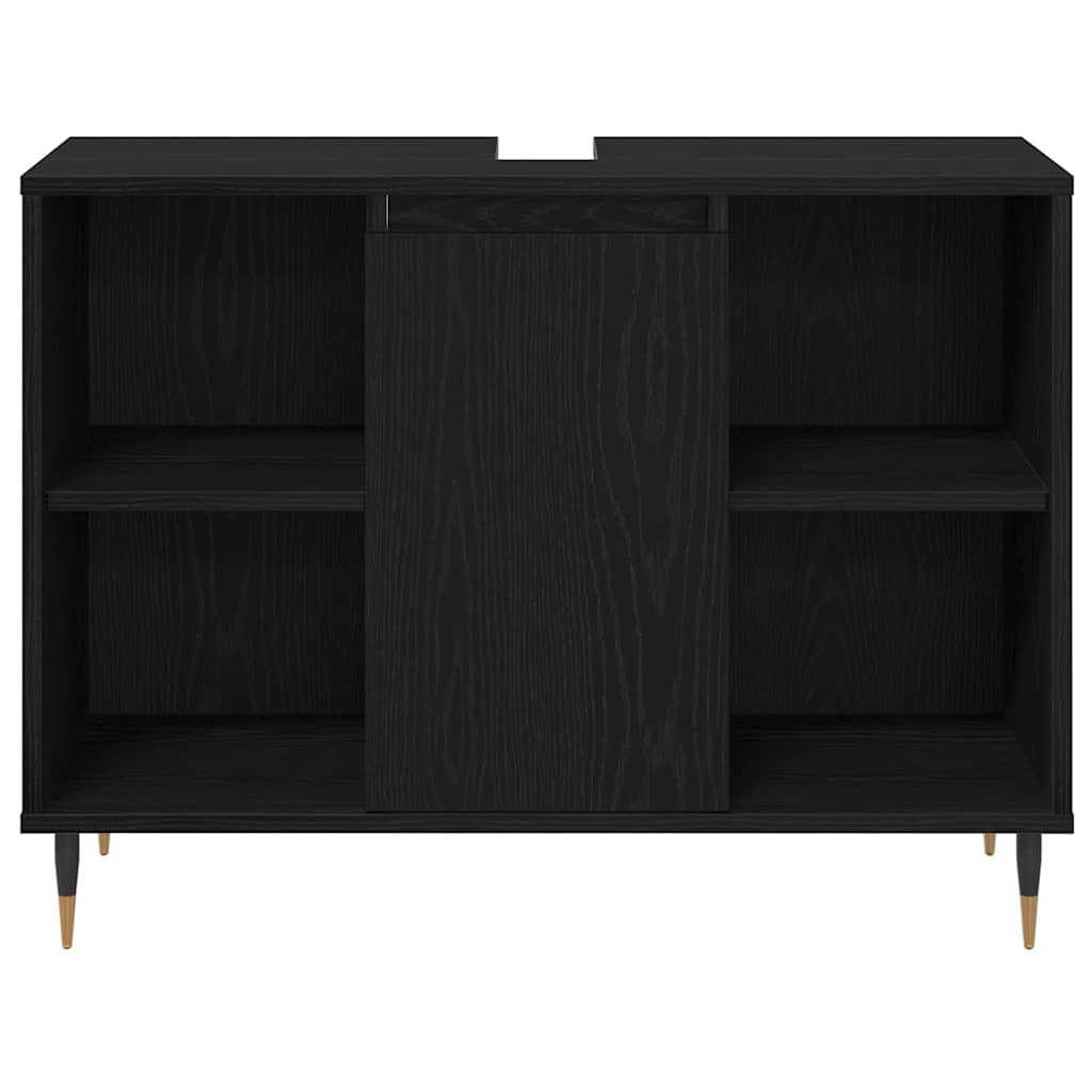 vidaXL Bathroom Furniture Set 3 pcs Black Oak Engineered Wood