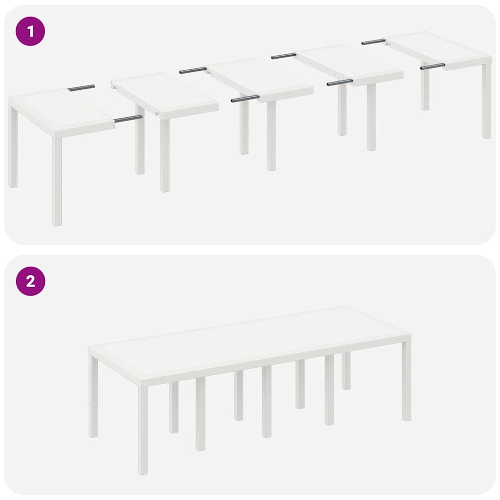 vidaXL Garden Table White 250 x 100 x 73 cm Poly Rattan